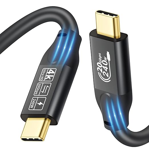 USB C 3.2 Gen 2 Cable, 16.5FT 20Gbps Type C 4K@60Hz UHD Video 5A/240W PD3.1 Fast Charge Compatible with Thunderbolt 3/4 for Phone 15Pro MacBook Monitor 5M