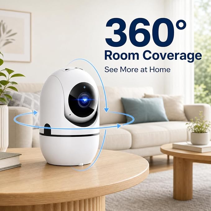 5G Indoor Camera for Home Security, 2K Pet Camera with Phone App, 360° PTZ Indoor Camera for Baby MonitorDog Camera Motion Detection, 2-Way Audio, Night Vision, Cloud&SD Card Storage, Works w/Alexa