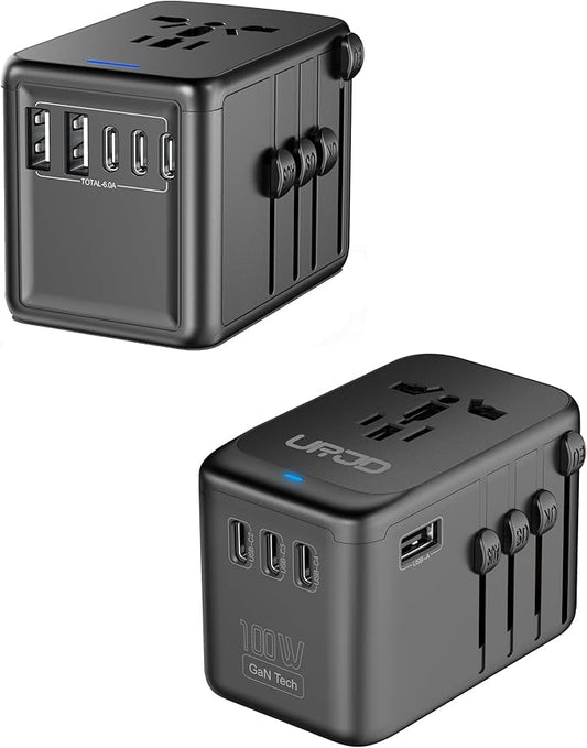 Universal Travel Adapter 30W & 100WGaN Charger with More USB-A and USB-C Ports for 200+ Countries