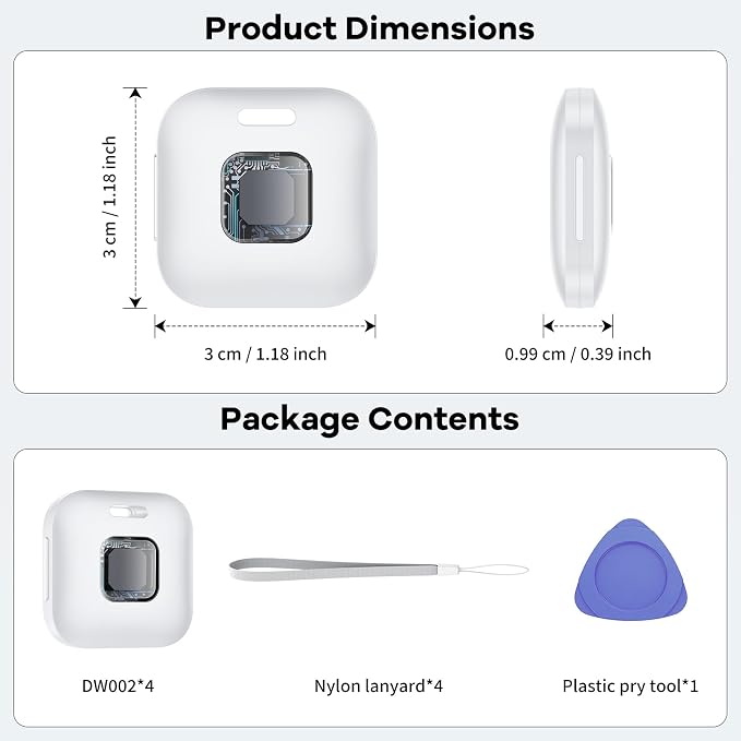 Hoxe Dual System (iOS & Android) Air Tracker Tags 4 Pack, 2026 New Key Finder Tracker Tag Work with Apple Find My & Google Find Hub App, White Smart Tag Suitable for Key, Bag, Luggage, Pet, Car, etc