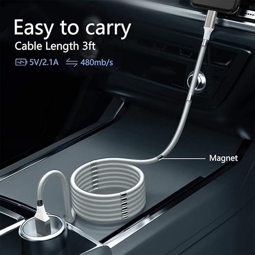Magnetic Charging Cable,(3FT) Super Organized Charging Magnetic Absorption Nano Data Cable for Phone 14 13 12 11/XS/XS Max/XR/X/8/8 Plus/7/7 Plus/6s/6s Plus/6/6 Plus/SE/5s/5c/5/Pad/Pod