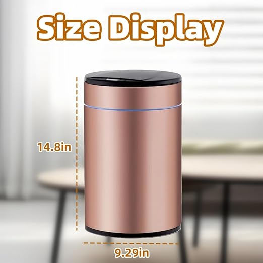 Garbage Can with Lid, Intelligent Sensor Opening and Closing, Small Garbage Can for Living Room, Bedroom, Kitchen and Bathroom (1, Rose Gold)