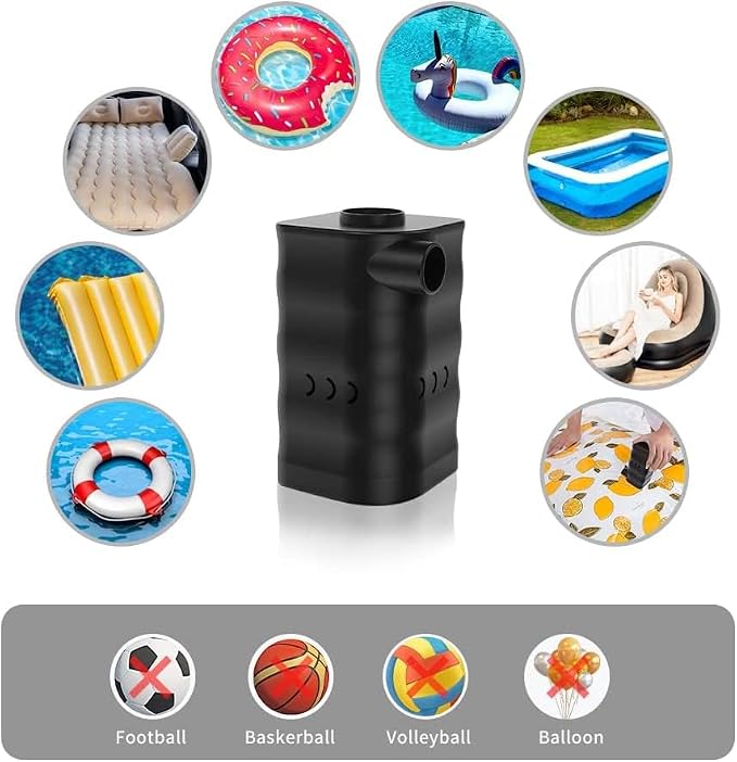 Woowind AP6 6000 mAh Air Pump for Inflatables Pool Pump 12V Air Mattress Pump Battery Powered Portable Air Pump with Car Adapter for Pool Floats, Swimming Rings, Air Bed, Air Sofa