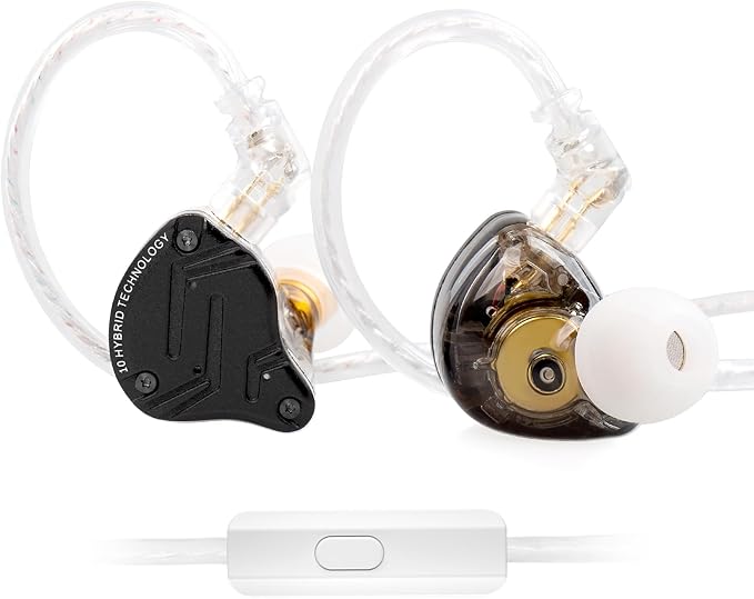 KZ ZS10 Pro X Gaming Earbuds, KZ in Ear Monitor,Upgraded 4BA 1DD in Ear Monitor Wired Headphone Multi Driver IEM Earphone with Silver-Plated Recessed 2Pin Cable for Audiophile (Dark, with Mic)