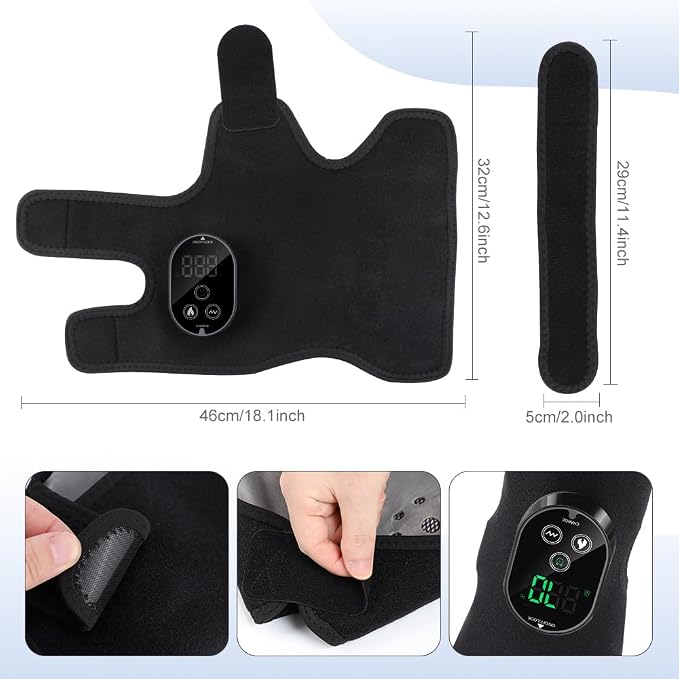 2-Pack Cordless Heated Foot Massager for Neuropathy – Rechargeable Foot & Ankle Wrap Heating Pad with 6 Heat Levels, 3 Vibration Modes, 3000mAh Battery (Black)