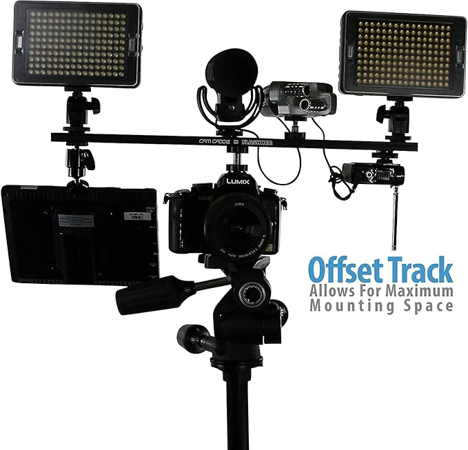 6 Inch Cold Shoe Extension Bracket - Dual Sided Camera Flash Mount with D-Flashner Adapter by Cam Caddie - Black