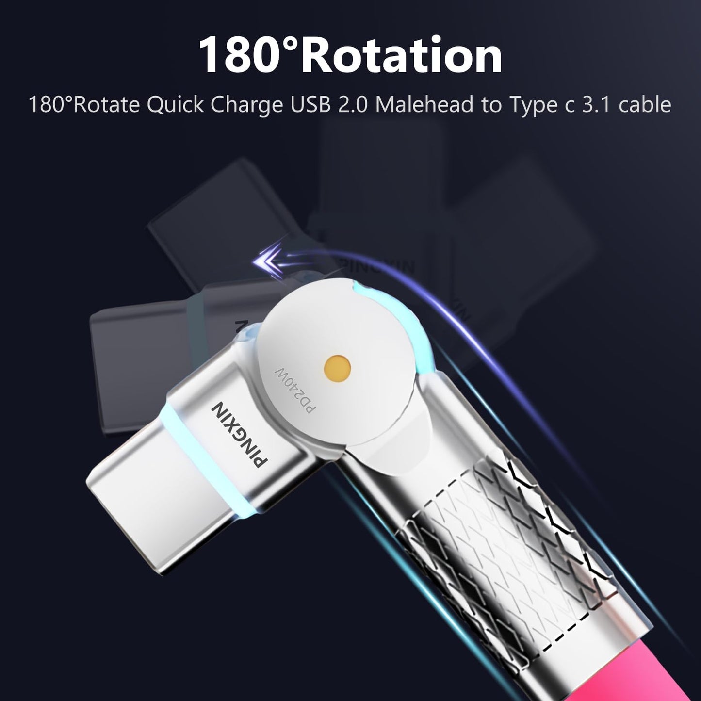 USB C to USB C Cable 10ft 240W 2-Pack USB 2.0, Type C Charging Cable for iPhone 15, Samsung Galaxy S23, MacBook Pro 2020, iPad Pro, iPad Air 4, Pixel and More. Black+Pink