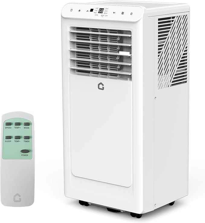8,000 BTU Portable Air Conditioner, 4-In-1 Portable AC Units for Rooms with Fan, Dehumidifier, Cools Up to 350 Sq.Ft. Room Air Conditioner, Remote, Auto Swing, Quite Opration, Timer, White Top