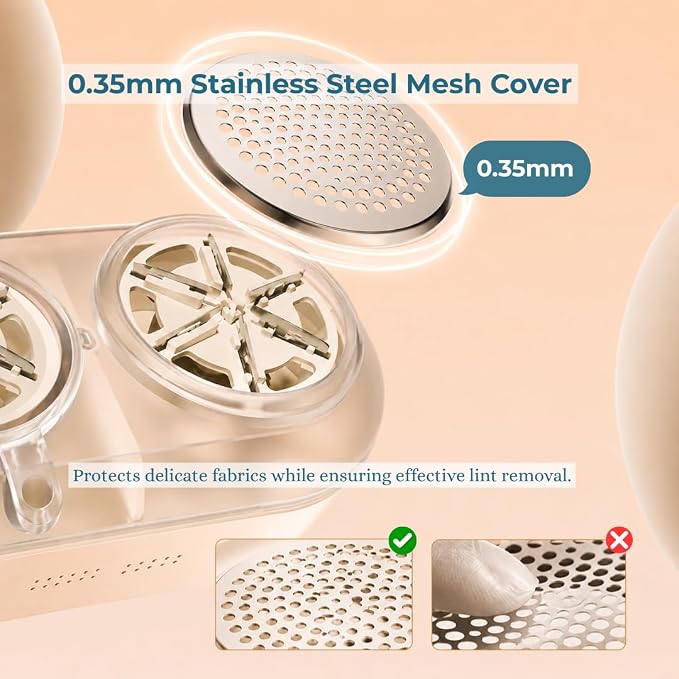 Fabric Shaver, Rechargeable Lint Remover with 2600mAh Powerful Battery, 9500 RPM with 3 Speeds, Includes 4 Extra 6-Leaf Blades (Pearl White)