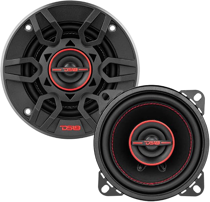 DS18 G4Xi GEN-X 4" 2-Way Coaxial Speakers 120 Watts Max Power 4-Ohm with Mylar Balanced Dome Tweeters - Full Range Car Replacement Speaker - Grill Included - 2 Speakers