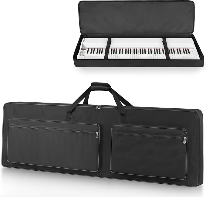 88 Key Keyboard Case 53.9''x7.1''x14.6'', Portable Padded Piano Bag Keyboard Gig Bag with Handles and Adjustable Shoulder Straps with 4-Pocket for Keyboard Accessaries (Black)