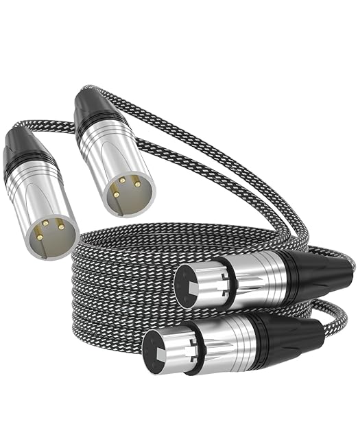 100Ft XLR Microphone Cables 2 Packs, Premium Balanced Mic Cable with 3 Pins XLR Male to Female Cables 100 Feet