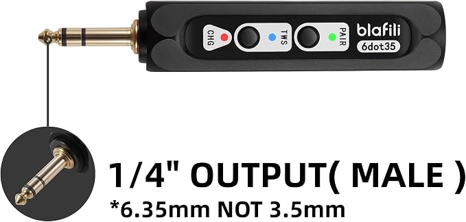 6dot35 Bluetooth Receiver with 1/4" TRS Output for Mixers | Receiver only, not a Bluetooth transmitter, aptX HD, TWS pairing, for PA systems and amps