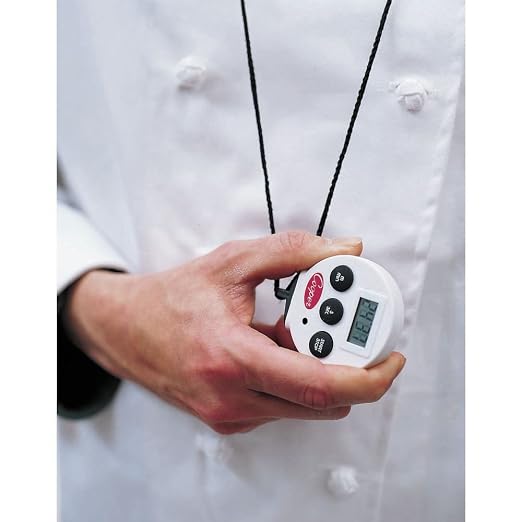 Cooper-Atkins TS100-0-8 3-Function 99 Minute Digital Timer with Lanyard, 99 Hours 59 Minutes Unit Range, White