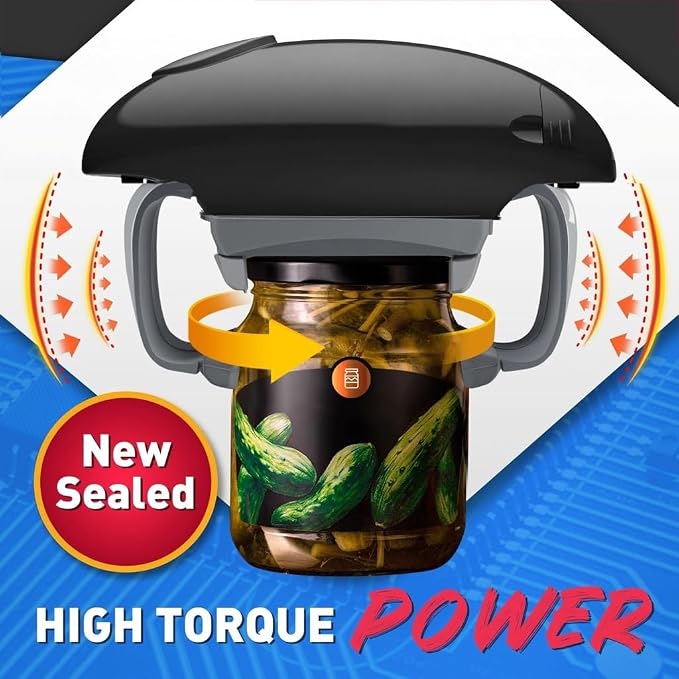 Higher Torque Automatic Jar Opener – Fits Most Jars & Bottles, Hands Free Battery Operated, Powerful Electric Lid Opener for Tight Seals, Simple One-Button Design(White)
