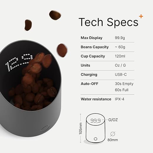 Subminimal Subscale Digital Dosing Cup with LED Display – Sleek & Precise Scale - Dosing & Brewing Accessories, Measures Coffee Grounds for Espresso - Black