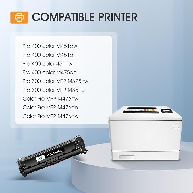 305A Toner Cartridge 4-Piece Combo Pack Compatible for HP 305A 305X CE410A CE411A CE412A CE413A for HP LaserJet Pro 400 Color MFP M451nw M475dn M451dn M476nw M351 M375 M451 M475 Series Printer
