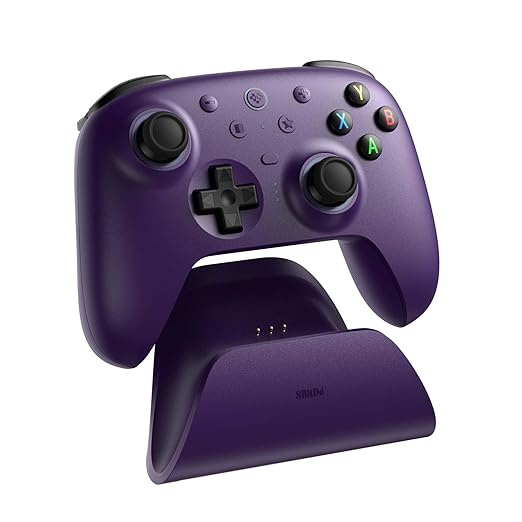 8BitDo Ultimate 2 Wireless Controller for Windows PC, Apple, Steam & Android, Gaming Controller with TMR Joysticks, Hall/Tactile Triggers, Motion Control, RGB Fire Ring, 1000Hz Polling Rate, Purple