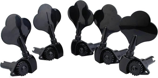 Guyker Open Frame Electric Bass Machine Head (3R + 2L) - 1:20 Ratio Gear Tuners Tuning Key Pegs - black