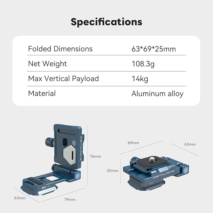 Camera Foldable L Bracket for DSLR, Arca-Swiss Quick Release Vertical Camera Mount, Lightweight CNC Aluminum Tripod Quick Release Plate Compatible with Sony Canon Nikon Fuji 11LB Load