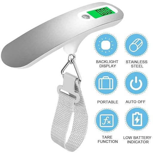 Luggage Weight Scale, 1pcs Portable Scale Digital LCD Display 110lb/50kg Electronic Luggage Hanging Suitcase Travel Weighs Baggage Bag Weight Balance,for Travel(Scale B)