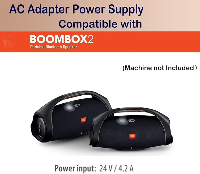 for JBL Boombox 2 by Harman Wireless Portable Speaker 24V 4.2A Power Supply | For JBL Boombox2 Model GHDT24V-4.2C-DC AC Adapter Charger JBLBOOMBOX2BLKAM JBLBOOMBOX2BLKEU JBLBOOMBOX2BLKJN JBLBOOMBOX2BLKCN