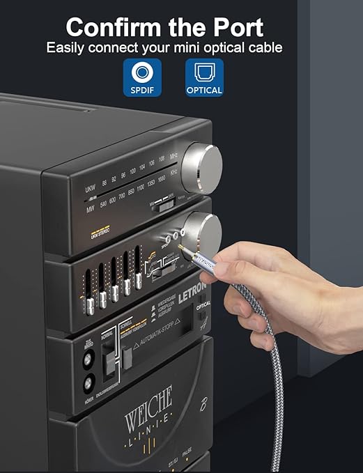 Toslink to Mini Toslink Cable Optical Audio Cable for Soundbar.Attention:Cannot Convert Analog Signals to Digital,Not A 3.5mm AUX Plug (3feet/1M)