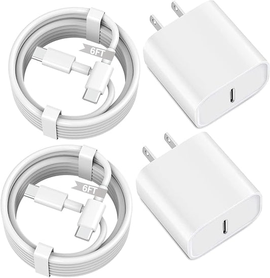 iPhone 17 16 15 Fast Charger, 2-Pack 20W USB C Wall Charger Plug with 6FT Type C High-Speed Fast Charging Cable for Apple iPhone 17 Pro Max/Pro/Air,iPhone 16/15 Pro Max/Pro/Plus/iPad Pro/Mini/AirPods