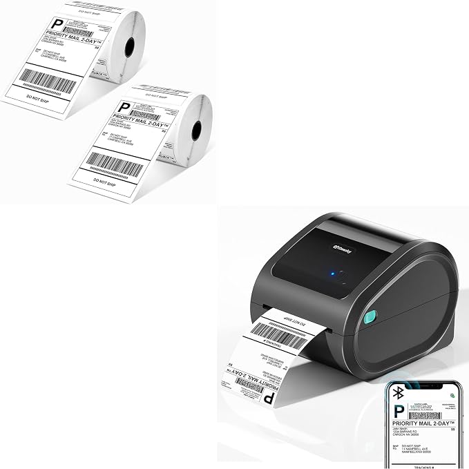 D520BT Bluetooth Shipping Label Printer&1000Pcs 4x6 Thermal Shipping Label for Small Business,Compatible with USPS, Shopify, Amazon, Tiktok