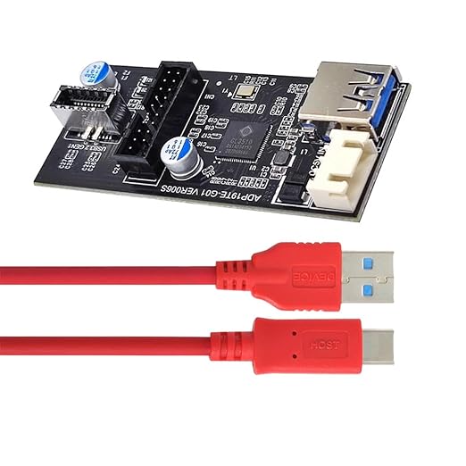 NFHK Type-C USB-C & 19/20Pin Header to USB 3.0 20Pin & Type-E Dual Ports Female PCBA Type Adapter Splitter HUB 5Gbps