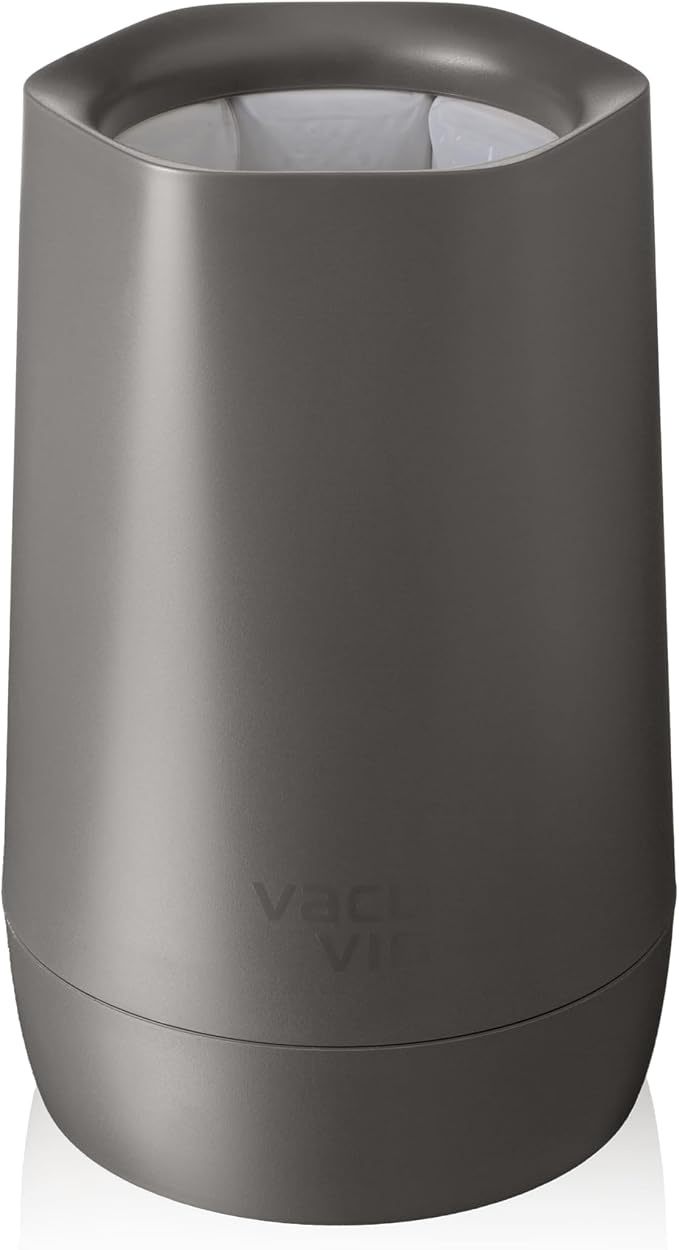 Vacu Vin Wine Cooler Hexo – Graphite – Modern Active Wine Bottle Chiller with Removable Cooling Sleeve – Geometric Design – Reusable, Ice-Free Cooler – Fits Standard Bottles – Tabletop Wine Accessory