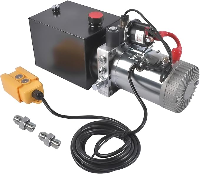 4 Quart Hydraulic Power Unit 1.6kW Power, 12V DC Single Acting Hydraulic Pump, 3200 PSI Max Pressure, for Dump Trailers, Car Lifts, DIY Hydraulic Systems, Steel (GC01) & Aluminium Alloy