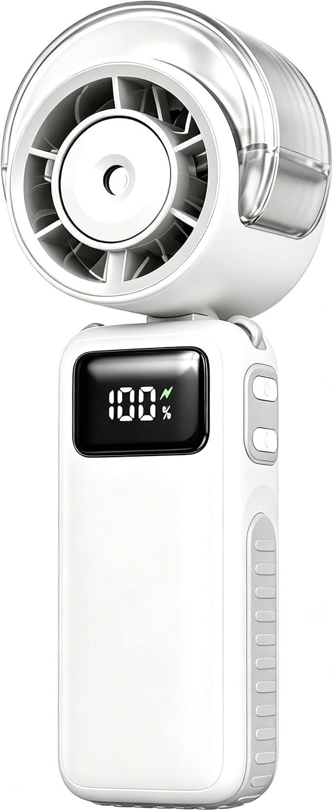 Portable Handheld Misting Cooling Fan – Foldable,20H/6000mAh Rechargeable Personal Turbo Fan,5-Speed Mini Water Spray Fan,3-in-1 Hand/Desk/Neck Use Mist Fans for Outdoor,Travel,Beach,Camping (White)