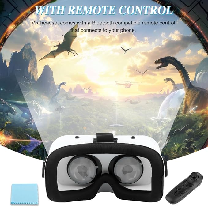 Virtual Reality Goggles, 3D VR Glasses Adjustable VR Headset with Wide Angle Lens for Movies Games, Anti-Blue Eyes Protected- Universal Virtual Reality Goggles Set for Beginners