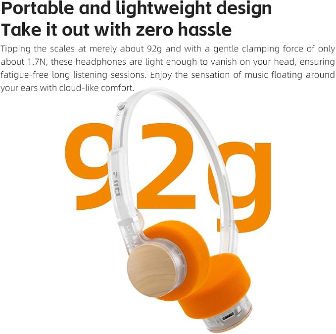 FiiO EH11 Retro On-Ear Bluetooth Headphones, LDAC Hi-Res Wireless, Lightweight 92g, 30H Playtime, Dual Device Connection, App EQ & Gaming Mode, Built-in Mic, Cyan