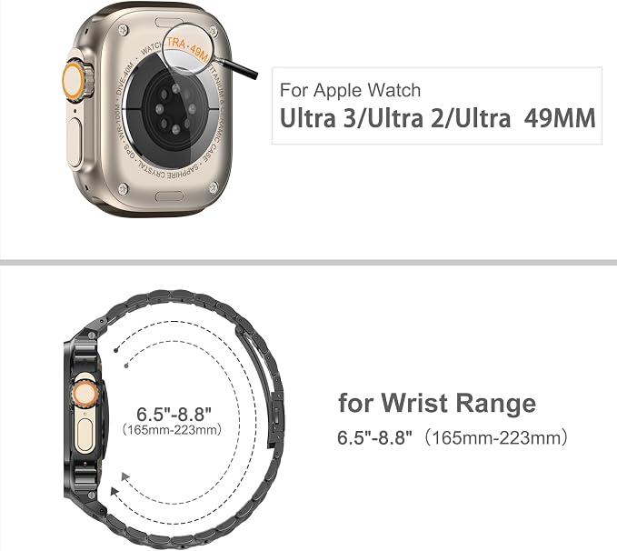 MioHHR Stainless Steel Watch Band with Case Compatible with Apple Watch Ultra3 2 1(49mm), Rugged Strap with Metal Protective Bumper Cover for iWatch Band Men(Space Grey)