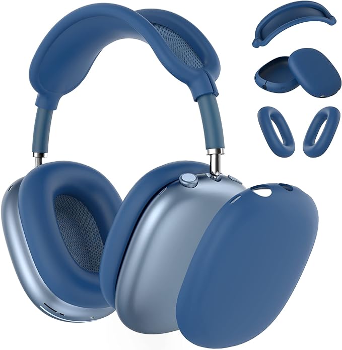 Silicone Case Cover for AirPods Max Headphones, Ear Pad Case Cover/Ear Cups Cover/Headband Cover for AirPods Max 2/1 (2026/2024/2020)(USB-C/Lightning),Silicone Accessories for Apple AirPod Max 2, Blue