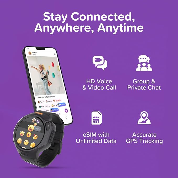 myFirst R2 Kids Smart Watch - 4G Video Calling & Real-Time GPS Tracker, 1.3” Fitness Watch with 5MP Camera & SOS, Ideal School & Safety Companion, Birthday Gifts for Boys Girls Ages 5-12