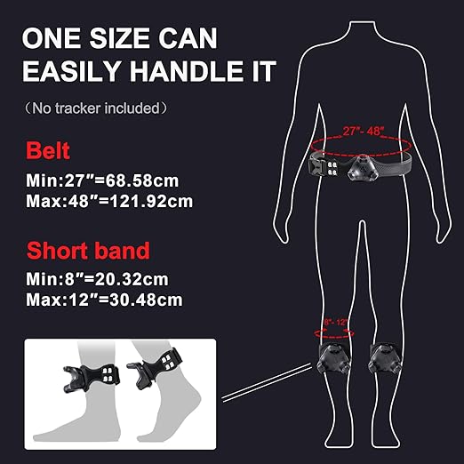 QOi Trackerstraps for Vive Tracker 3.0, 2.0, Tundra Tracker, Vive UltimateTracker Empower Full Body Tracking in VR Chat,and Other FBT Apps(Tracker Sold Separately) 1XBelt 2XShort Band Black