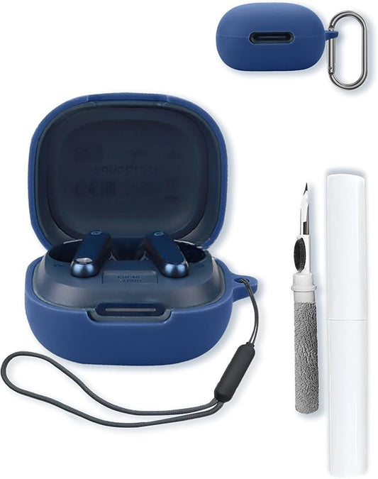 Case for Anker Soundcore P40i True Wireless Earbuds,Soft Protective,BOVUGAC Silicone Case Cover with Keychain & Cleaning Kit & Lanyard for Soundcore P40i by Anker-Blue