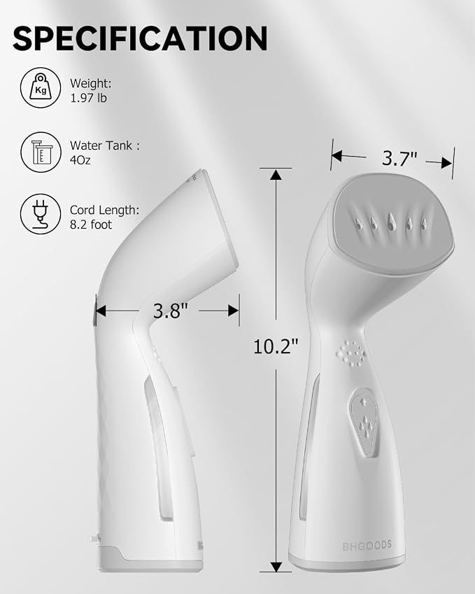 Steamer for Clothes Dual Voltage Travel Steamer 110V-220V for Worldwide Use, Clothes Steamer Handheld Steam Iron Travel Essentials, 1190W Quick Wrinkle Removal, Leakproof, White