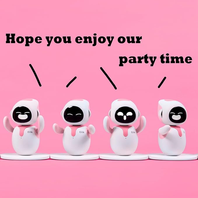 ENERGIZE LAB Eilik Pink - Touch Interactive Toys, Cute Robot Pets with Abundant Emotions. Idle Animations&Mini-Games, Unique Gift for Girls & Boys. Support Update.