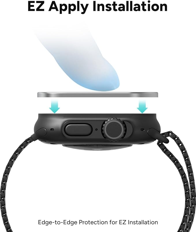 ZAGG XTR4 Glass Screen Protector for Apple Watch Ultra 3/2/ 1, Watch Size: 49mm - Fortified with Graphene, Blue Light Filter, Aluminum Frame, Titanium