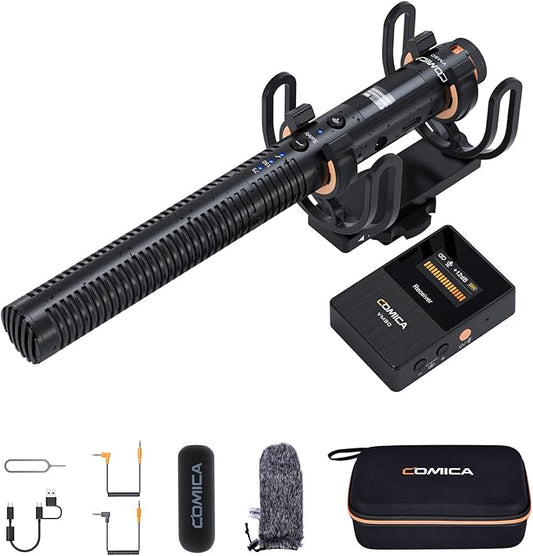 COMICA VM30 Wireless Shotgun Microphone for Camera - Super Cardioid 3.5mm/USB-C Analog/Digital Output Video Mic for DSLR, Camcorder, PC, and Android Smartphones - Ideal for Youtube, Podcast, Interview