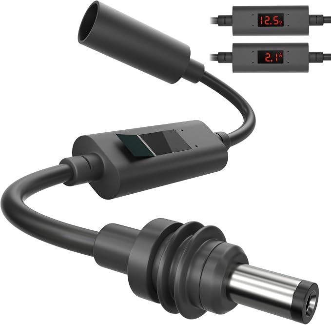 Starlink Mini & Gen 3 DC Cable Coupler with Voltmeter, Starlink Mini Power Cable Extension DC Male to Female Protection from Over-Current and Over-Voltage 0.2M Waterproof