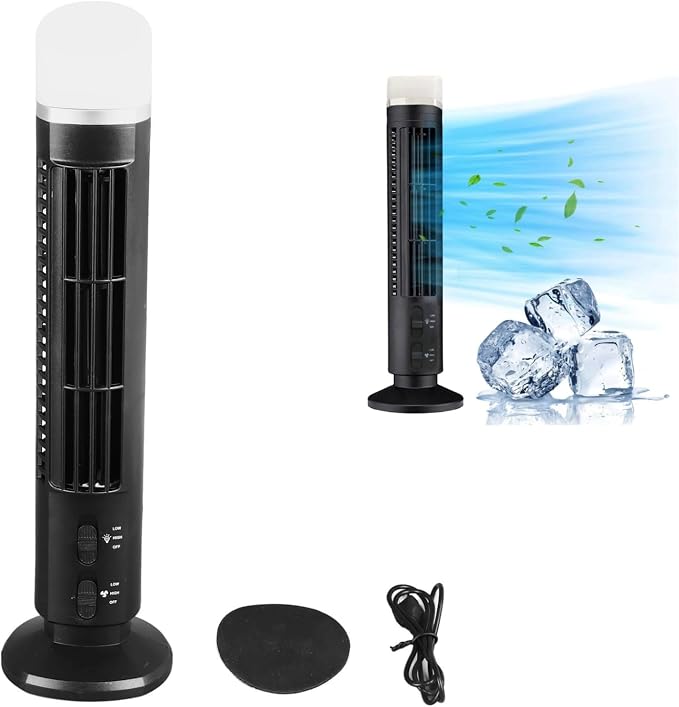 Bladeless Tower Fan Portable Desk Fan with LED Light Quiet Operation for Home Bedroom Office Office Tower Fan Personal Cooling Fan