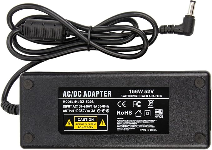 COOLM 52V 3A Power Supply Adapter - COOLM AC DC 52 Volt 3 Amp Replacement 2A 2.3A 2.5A 2.7A 2.88A for Reolink PoE NVRs, PoE Switch, Injector, Compatible with RLN16-410 / RLN8-410