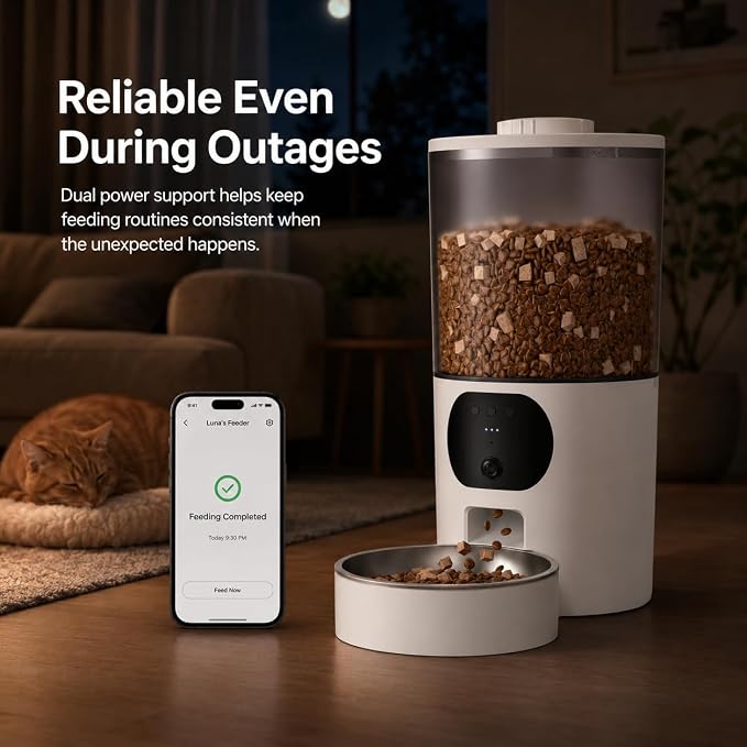 Automatic Cat Feeder with 2K Camera, Smart Pet Feeder with App Control for Cats & Small Dogs, 2-Way Audio & Motion Alerts, 5L WiFi Automatic Dog Feeder with Night Vision