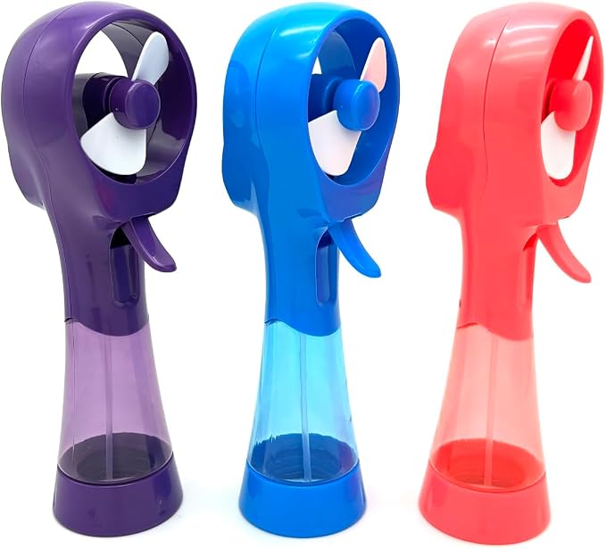 BJPEY Water Misting Fan Handheld Battery Powered Portable Personal Cooling Fans for Travel, Beach, Camping (Blue+Purple+Pink)
