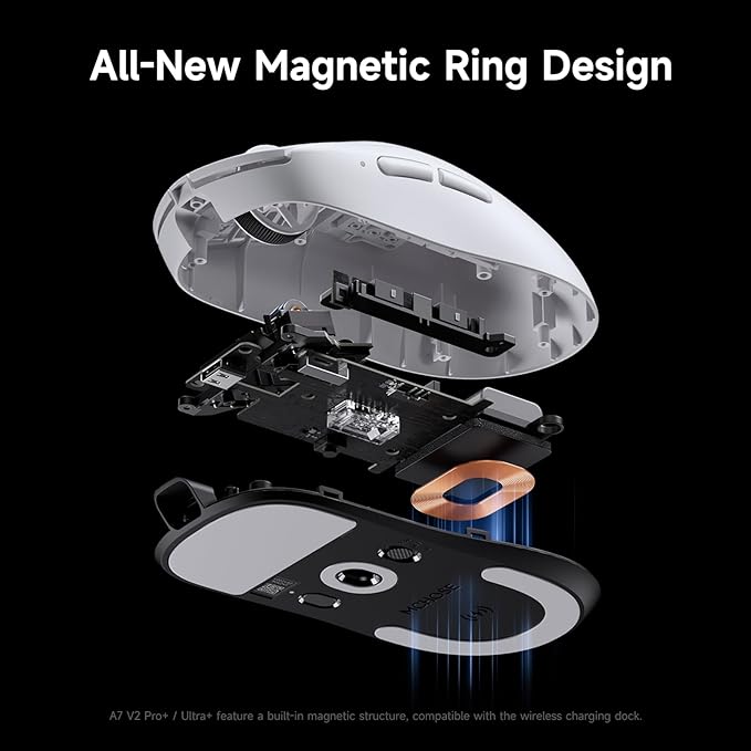 MCHOSE A7 V2 Ultra Wireless Gaming Mouse for Esports 59 g, PAW3950 TI, 42K DPI, TOPSPEED Dual 8K Polling Rate, 130 Hour Battery Life PC/Mac Rosered